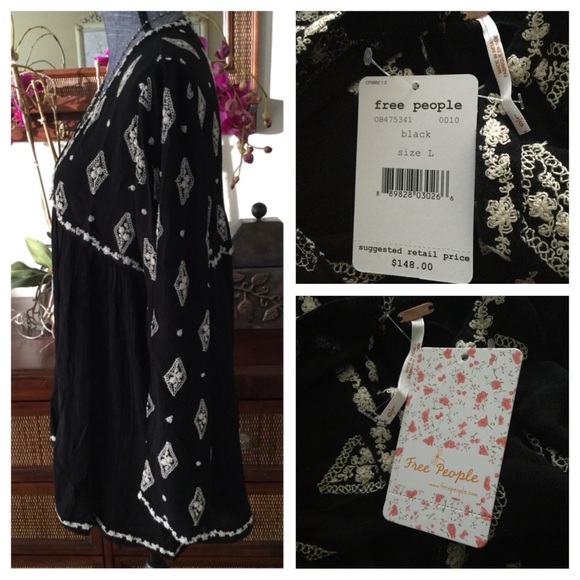 Free People Diamond Embroidered Tunic Top.  NWT. - Picture 6 of 6